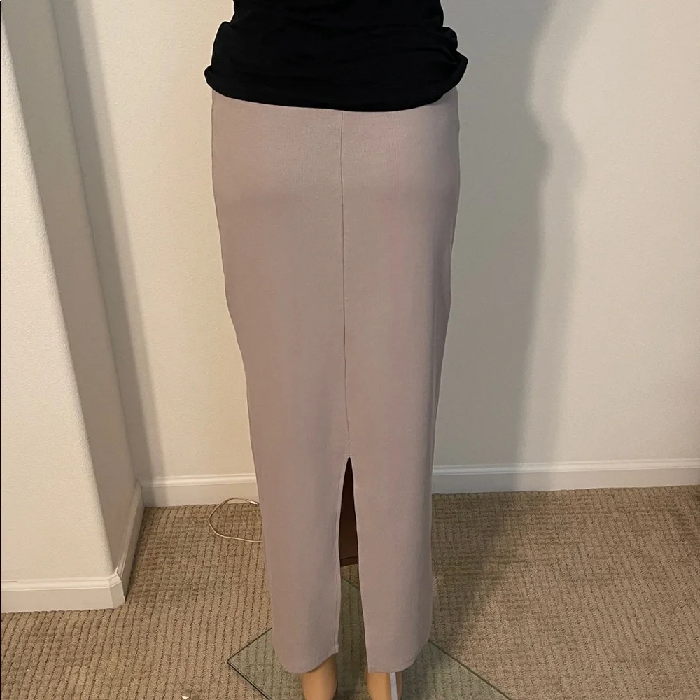 NWT H&M Cotton Ribbed Taupe Maxi Pencil Skirt - Picture 2 of 15